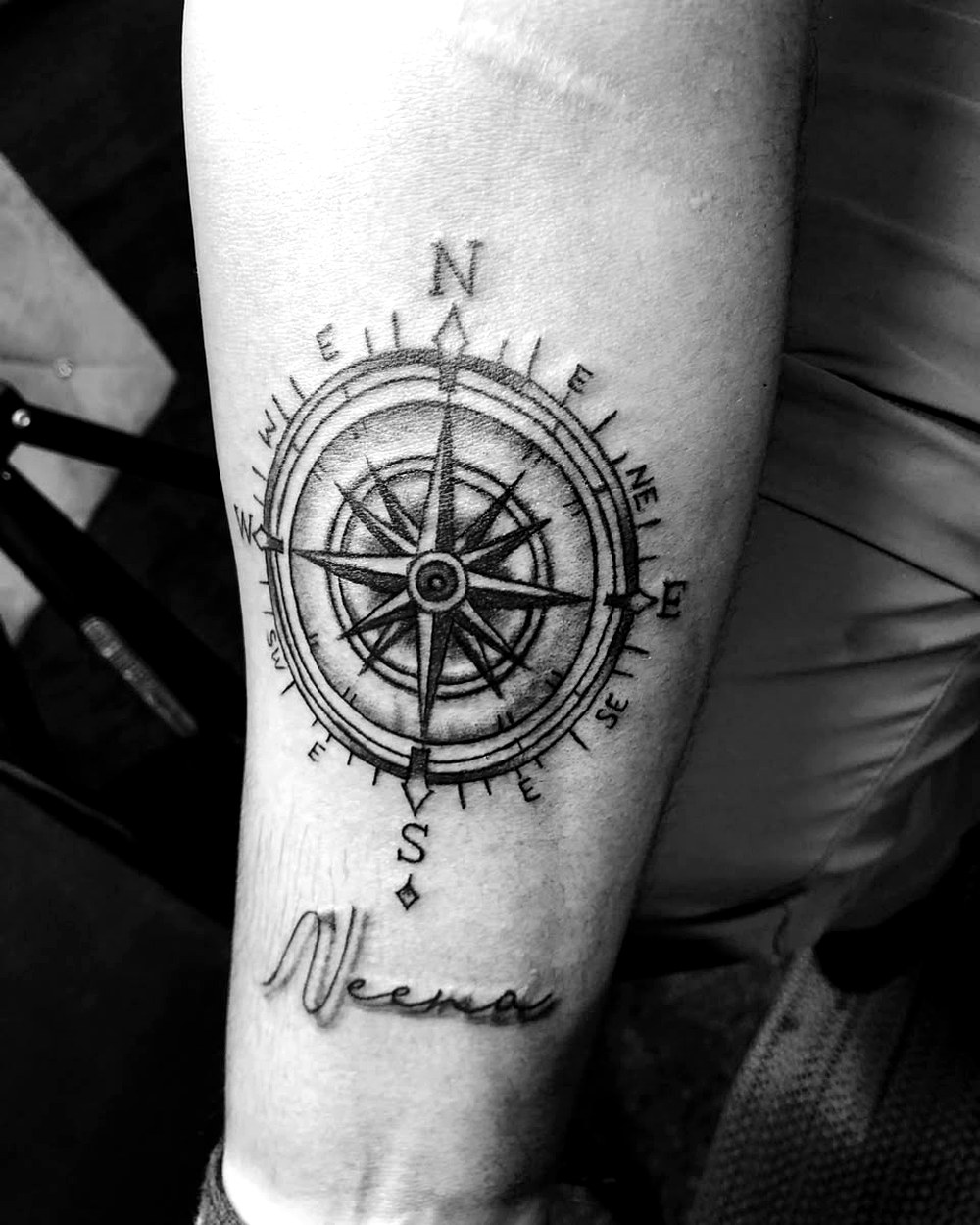 Compass forearm tattoo by AZ Tattooz